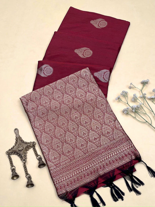 Berry Red Matka Silk Saree