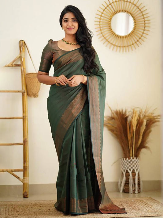 Punch Green Woven Banarasi Saree