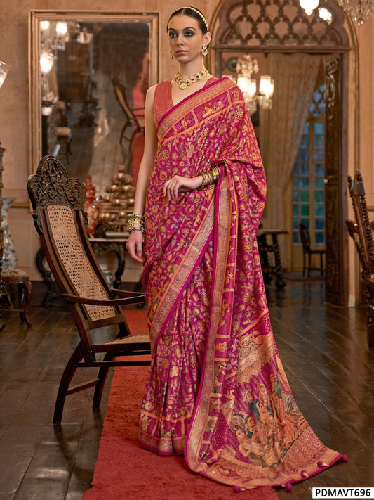 Pink Designer Banarasi Silk Saree