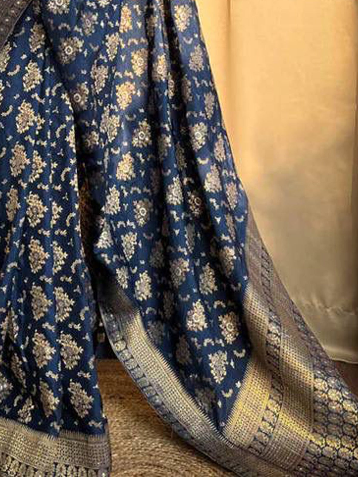 Navy Blue Woven Banarasi Saree