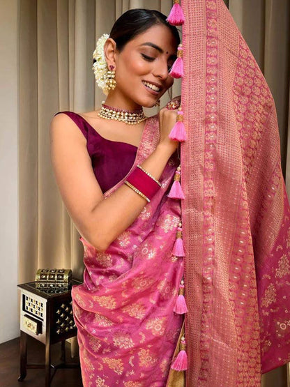 Pink Shade Woven Banarasi Saree