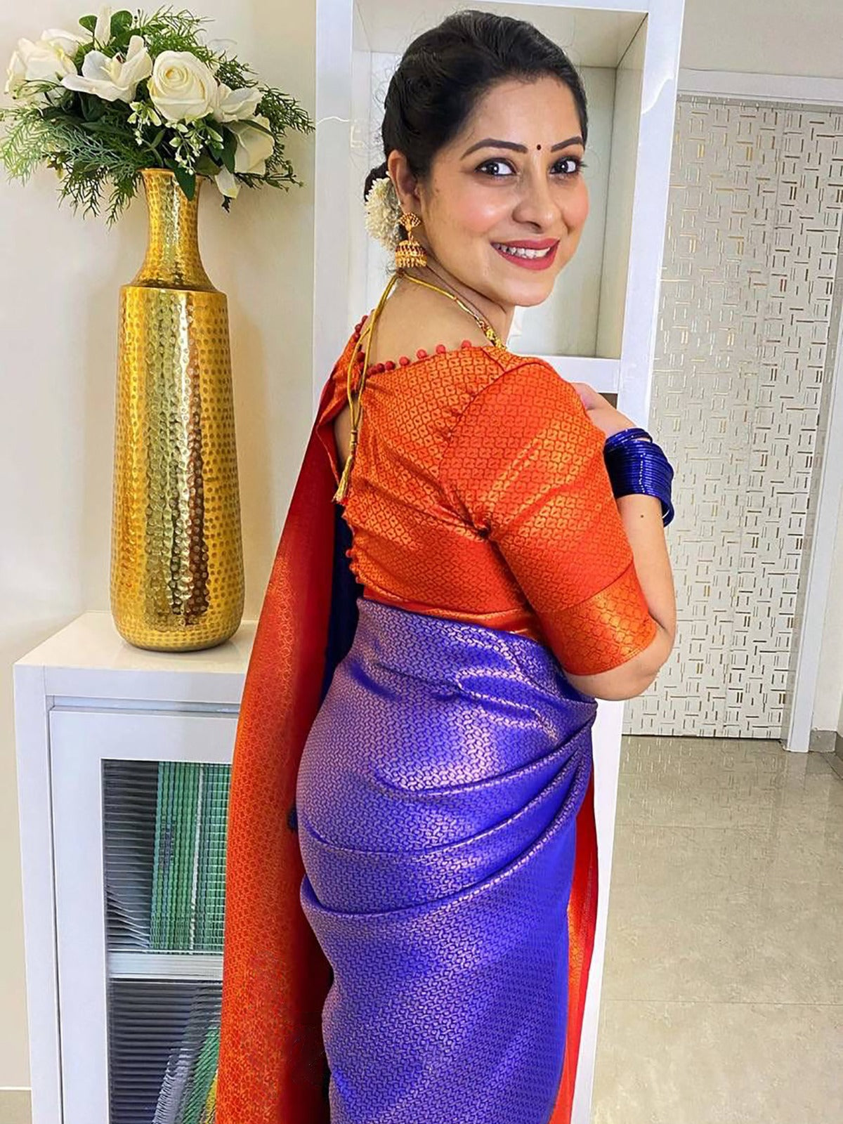 Purple Woven Banarasi Silk Saree