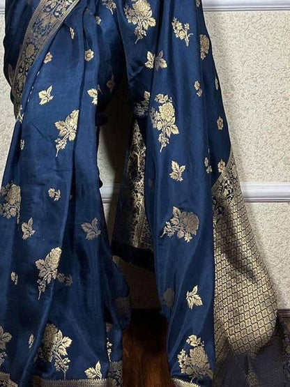 Royal Blue Woven Banarasi Saree