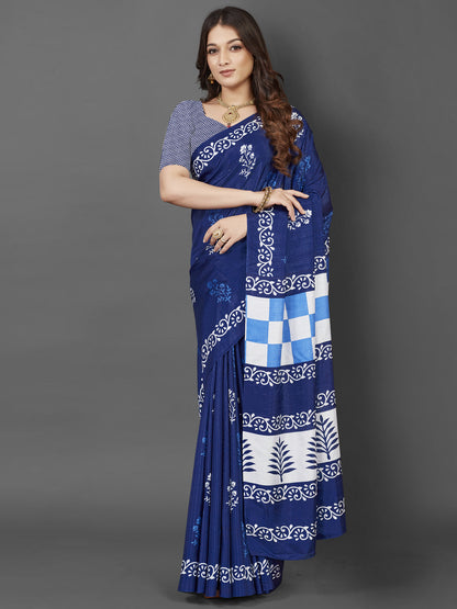 Navy Blue Dola Silk Saree