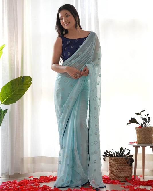 Baby Blue Georgette Saree