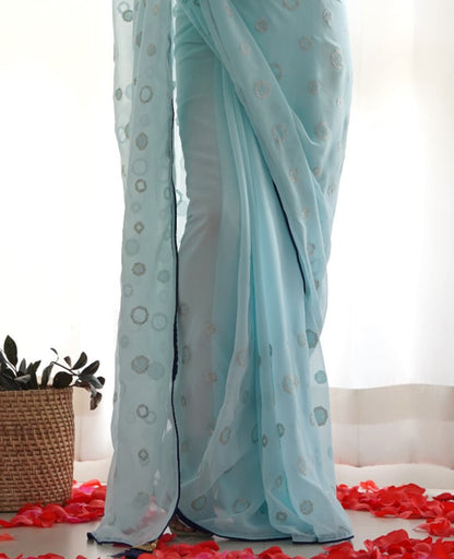 Baby Blue Georgette Saree