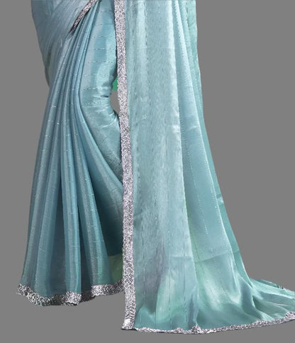 Baby Blue Chiffon Silk Saree