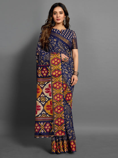 Berry Blue Printed Sungudi Cotton Saree