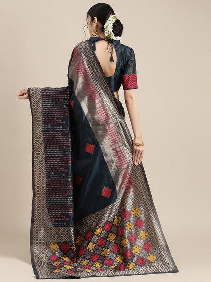 Black Woven Banarasi Silk Saree