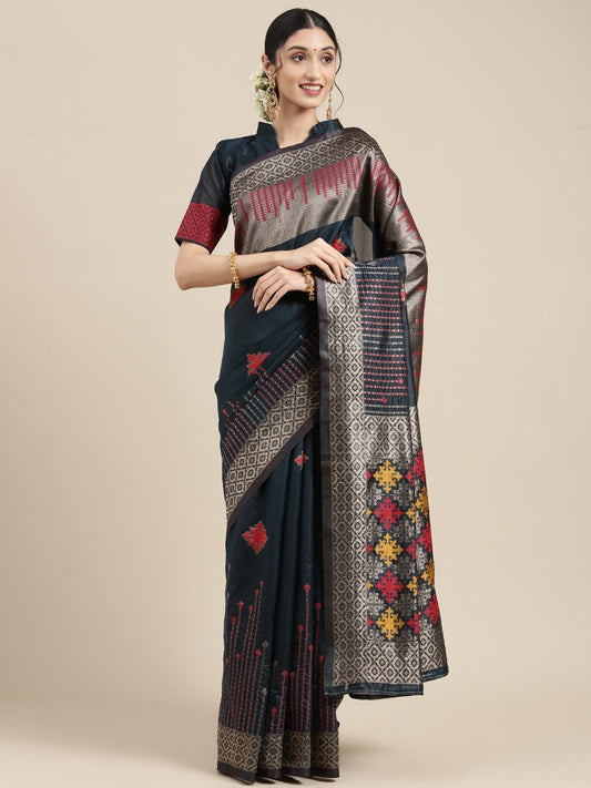 Black Woven Banarasi Silk Saree