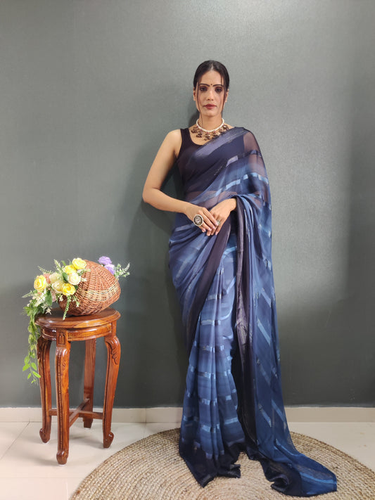 Blue Georgette Saree