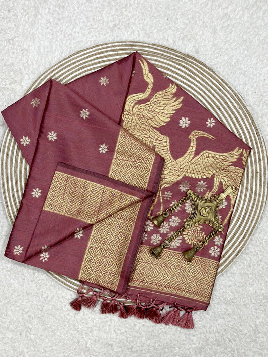 Brick Red Kosa Silk Saree