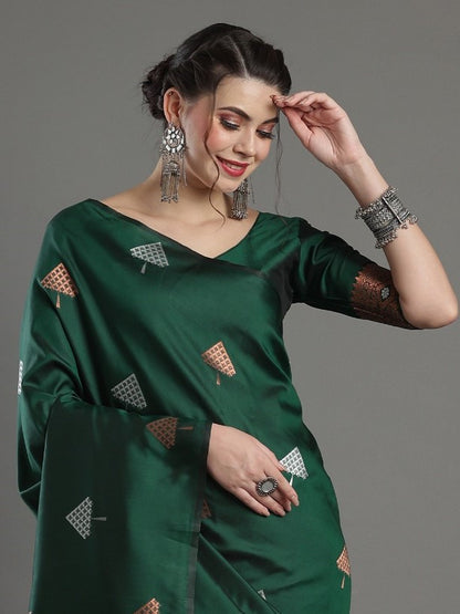 Classic Green Woven Banarasi Silk Saree