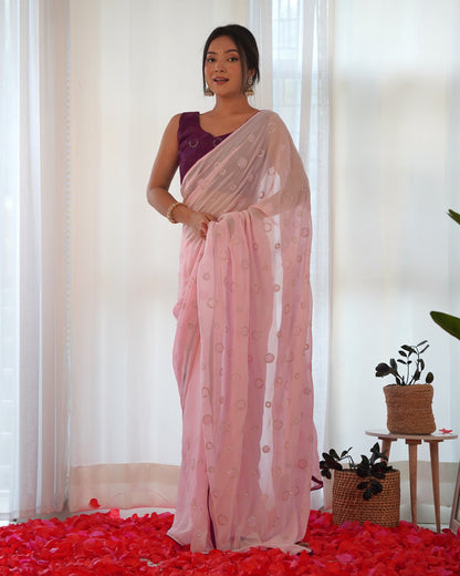 Flamingo Pink Georgette Saree