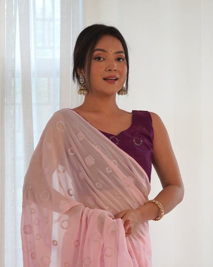 Flamingo Pink Georgette Saree