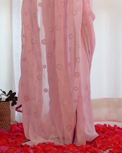 Flamingo Pink Georgette Saree