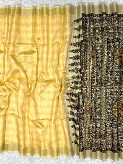 Golden Yellow Premium Tussar Silk Saree