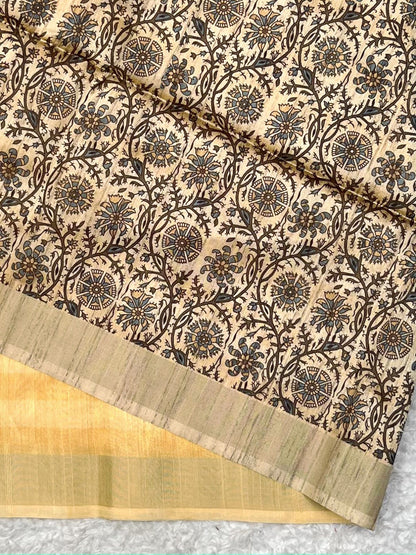 Golden Yellow Premium Tussar Silk Saree