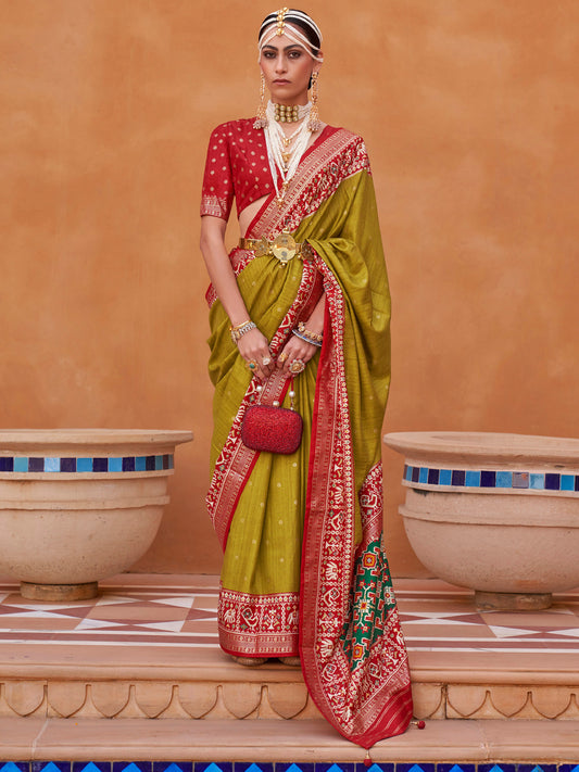 Heena Green Woven Patola Silk Saree