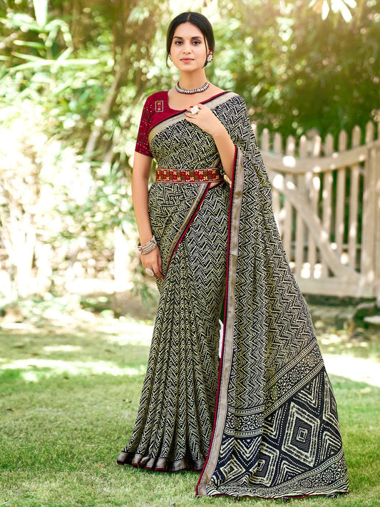 Ink Black Georgette Saree