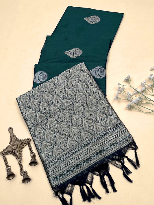 Jungle Green Matka Silk Saree