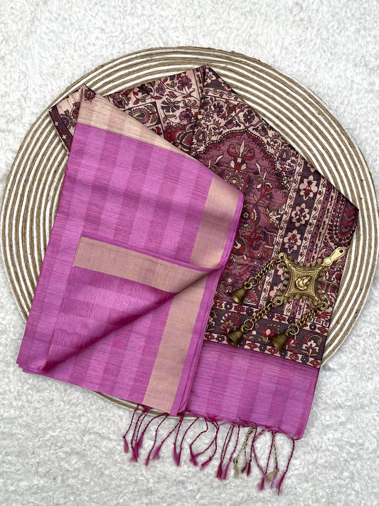 Lilac Premium Tussar Silk Saree