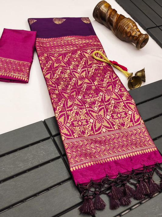 Lollipop Violet Premium Tussar Silk Saree