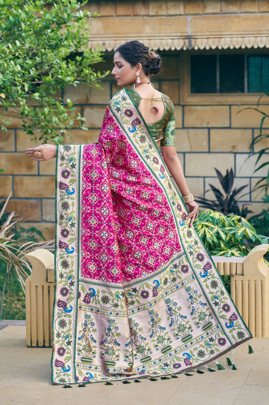 Magenta Pink Soft Banarasi Silk Saree