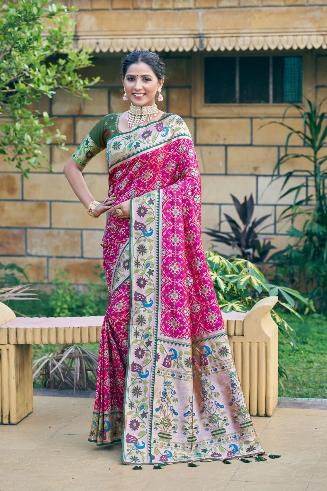 Magenta Pink Soft Banarasi Silk Saree