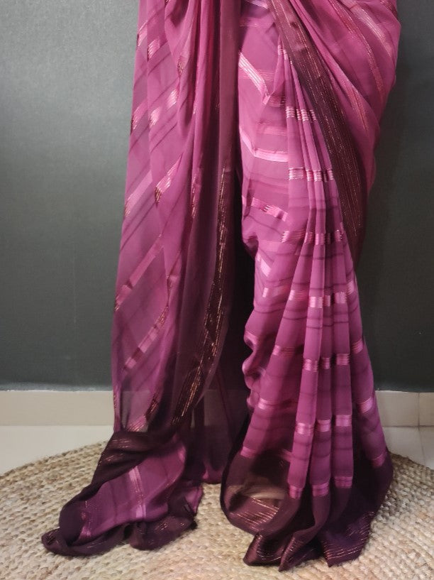 Magenta Pink Georgette Saree