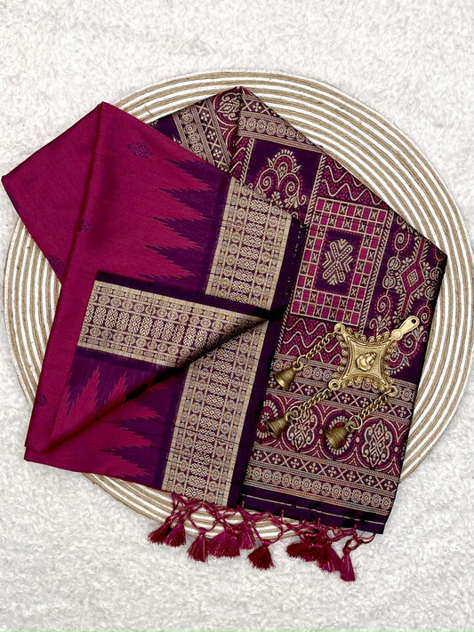 Maroon Desi Tussar Silk Saree