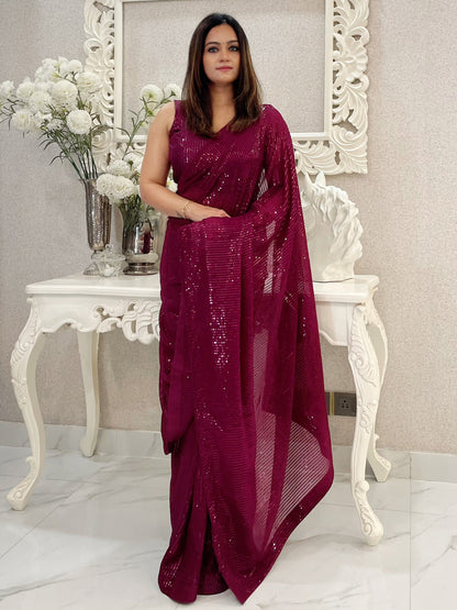 Maroon Georgette Saree