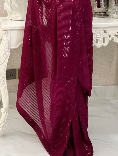 Maroon Georgette Saree