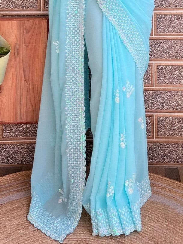 Maya Blue Georgette Saree