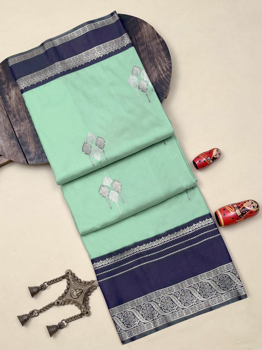 Mint Green Banarasi Silk Saree