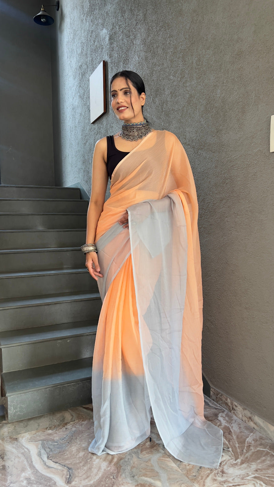 Orange Georgette Saree