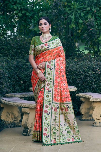 Peach Soft Banarasi Silk Saree