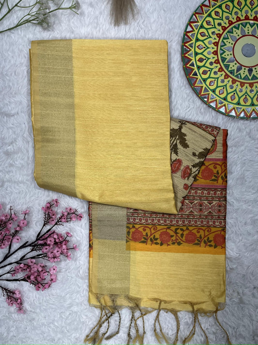 Pineapple Yellow Premium Tussar Silk Saree