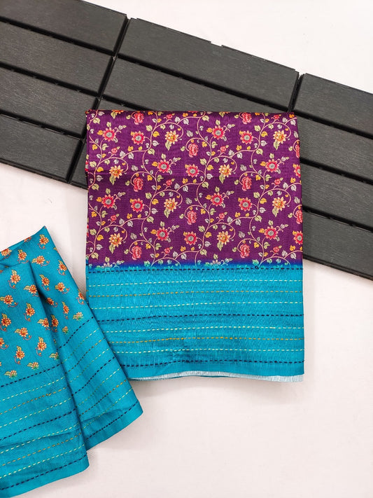 Sky Blue Premium Tussar Silk Saree