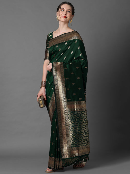 Royal Green Woven Banarasi Silk Saree