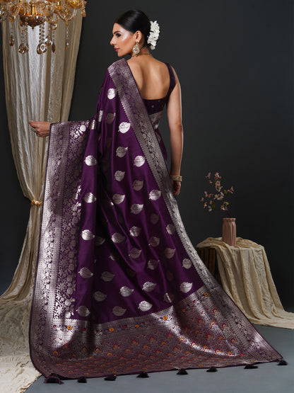 Royal Violet Woven Banarasi Silk Saree