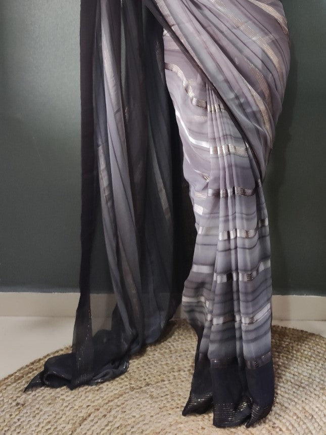 Seal Grey Georgette Saree