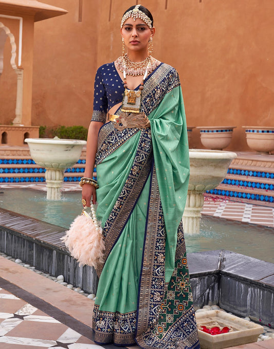 Sage Green Woven Patola Silk Saree