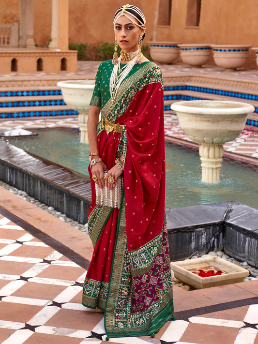 Scarlet Red Woven Patola Silk Saree