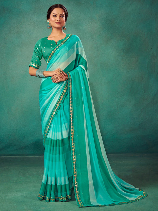 Sea Foam Green Chiffon Saree