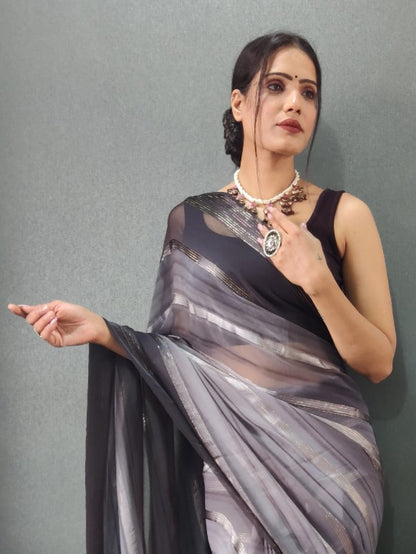 Seal Grey Georgette Saree