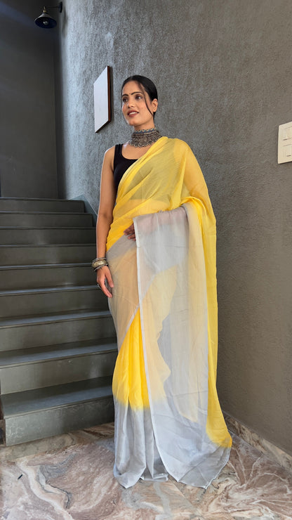 Sun Yellow Georgette Saree